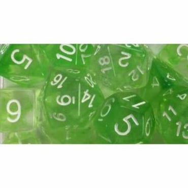 Polyhedral Dice - Slime Green W/White Numbers