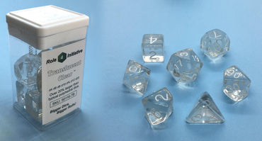 R4I Dice: Translucent Clear W/ White (7)