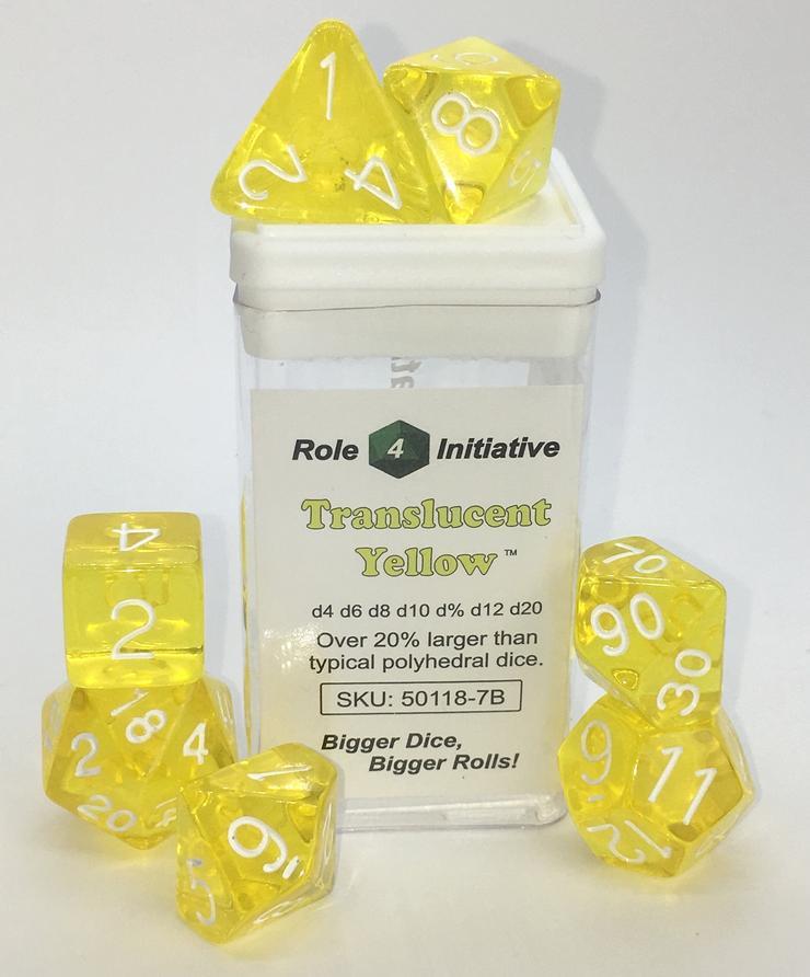 Role 4 Initiative R4I50118-7B Translucent Yellow Dice - Set of 7