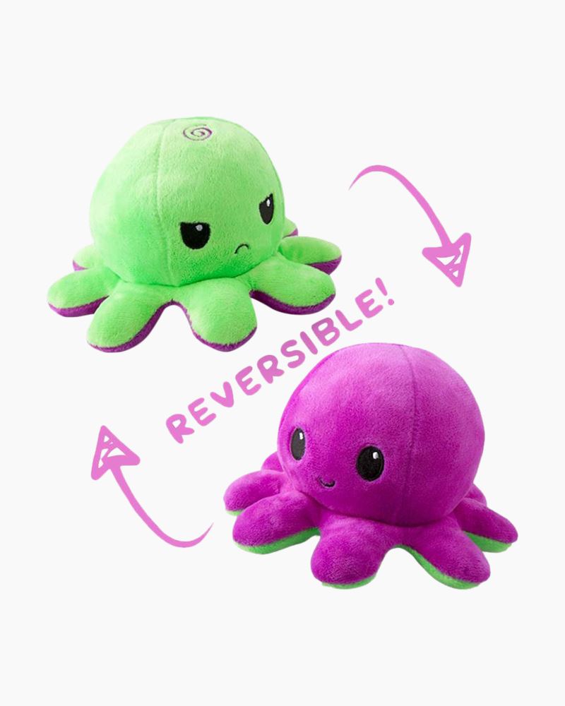 Reversible Green/Purple Octopus Plush