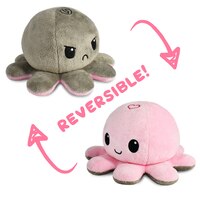 TeeTurtle  Reversible Octopus Plushie Light Pink + Gray