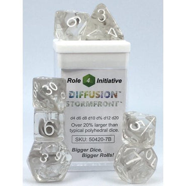 Polyhedral Dice - Stormfront W/White Numbers (7) New