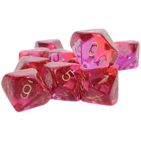 Chessex D10 Set: Gemini Translucent - Red-Violet W/Gold (10)