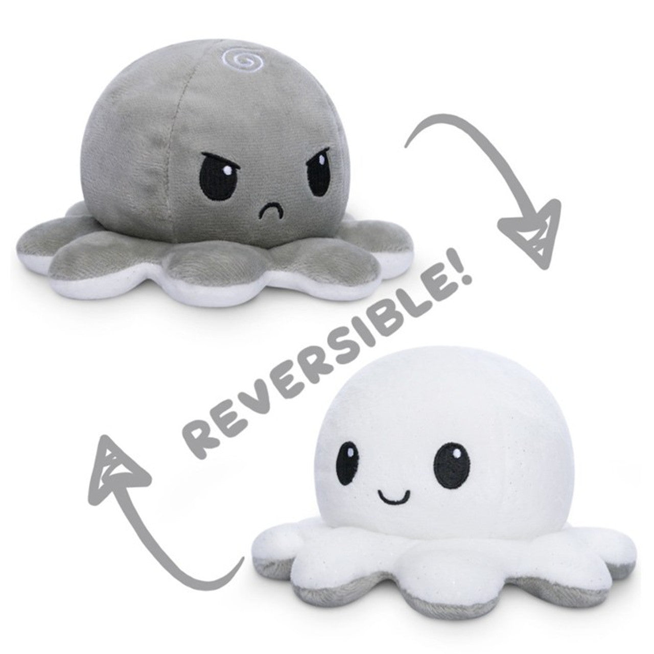 Reversible Octopus Plush: White Sparkle & Gray