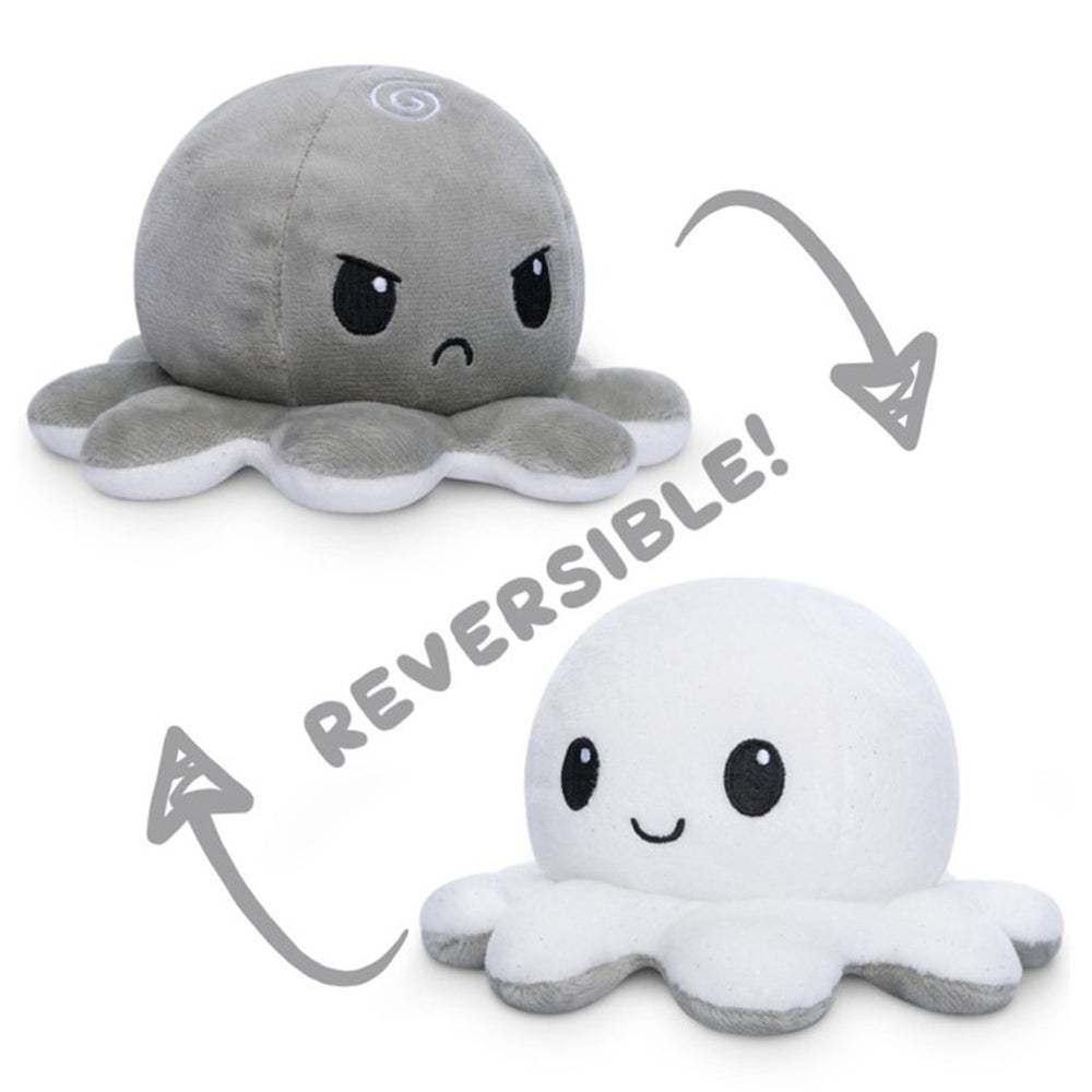 Reversible Octopus Plush: White Sparkle & Gray